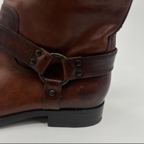 Frye Brown Leather Harness Boots Moto Western Riding  Boots Women's Size 10 - Picture 5 of 10